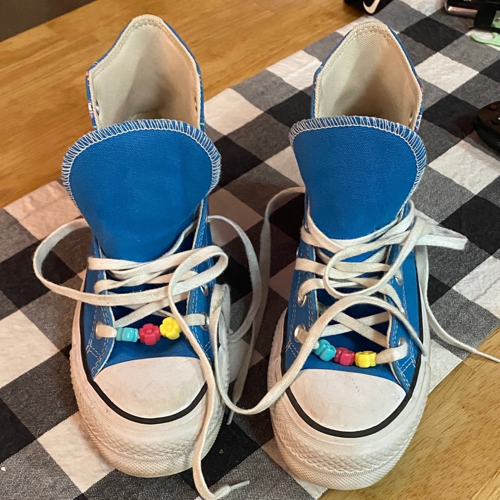 Converse Kids Blue High-Top Sneakers with Beads